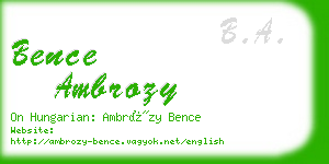 bence ambrozy business card